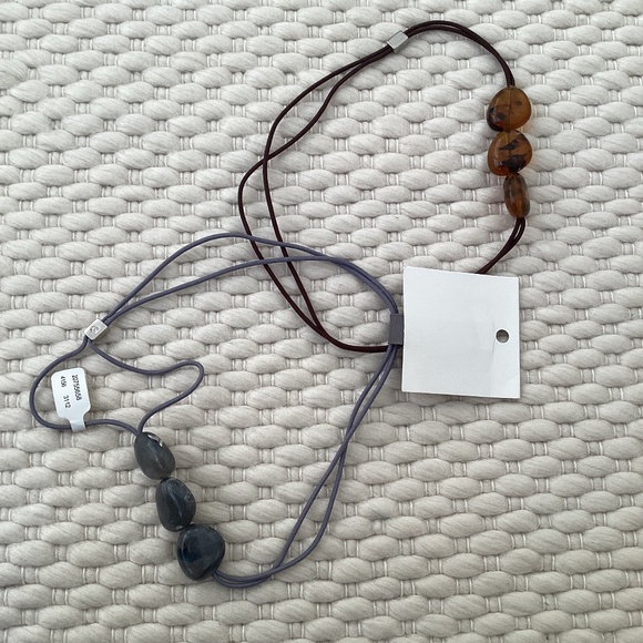 Anthropologie Women’s Stretch Headband 2 Brown Gray Resin Stone Lightweight - Picture 2 of 2